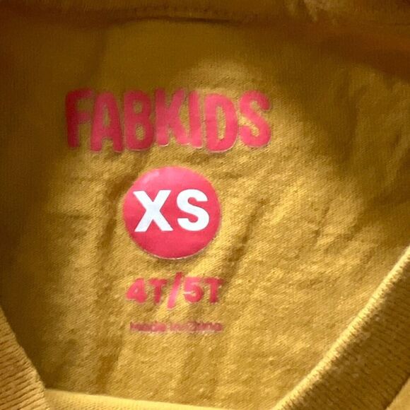 Fabkids T-Shirt Boys Size 4T/ 5T Yellow Short Sleeve Graphic Shirt Cotton - Picture 3 of 4